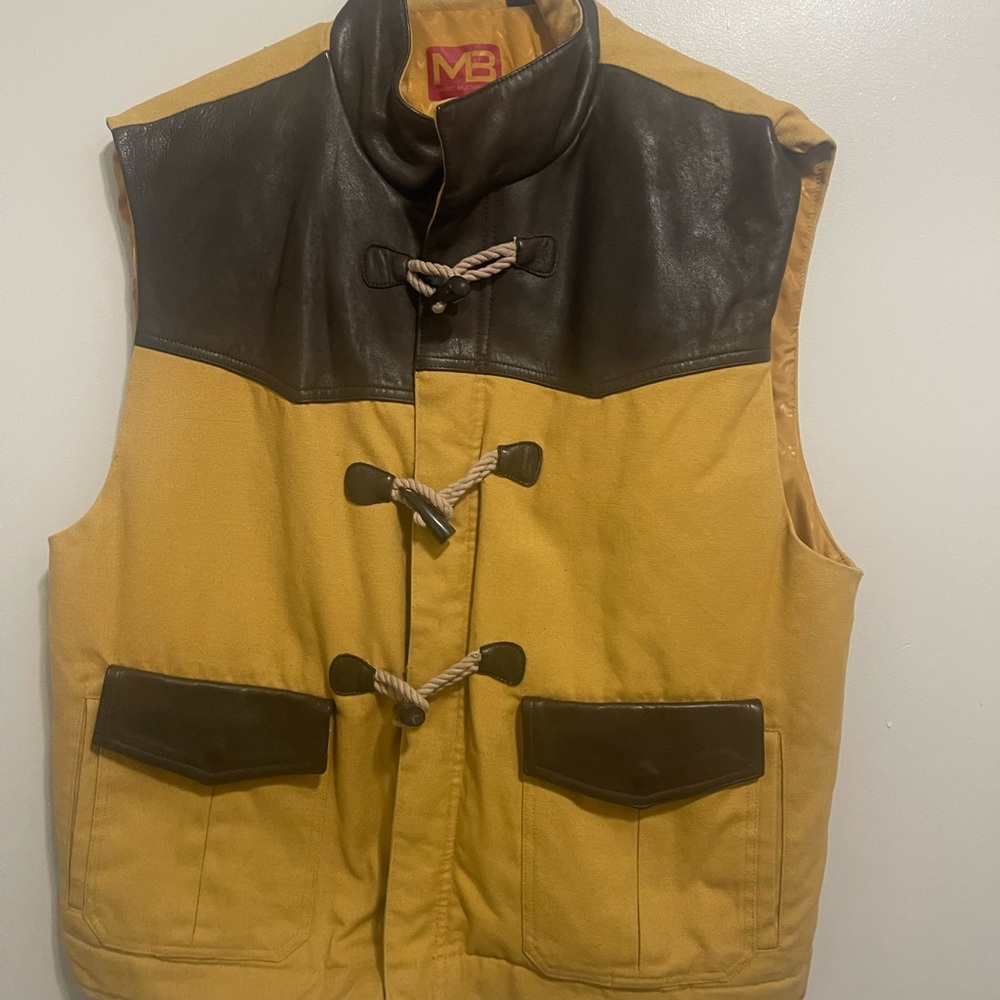 Marc Buchanan Yellow and Brown Vest with Rope Closure
